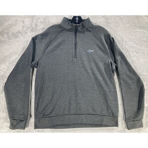 Greg Norman 1/4 Zip Pullover Men's Size Medium Black Shark Logo 100%‎ Polyester
